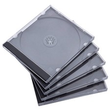 25 Pack Clear CD Jewel Case Standard Single 10.4mm Black Tray 1 Disc