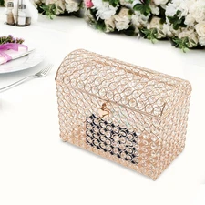 Golden Wedding Card Box For Gift Card Anniversary Money Card Box With Heart Lock