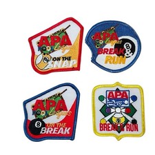 APA Patch Lot Of 4 League Billiards Pool Patches On The Snap Break  Run New