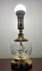 Vintage c1960 Waterford Crystal Globe Table Lamp Brass Base 12” Mint