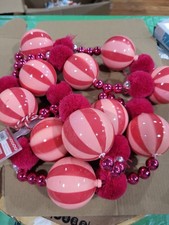 Ashland Candy Pom Pom Garland 6 ft Pink Red Plastic christmaDecoration