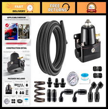 Adjustable Efi Fuel Pressure Regulator Kit 20-120psi With Gauge 6an Hose Fitti