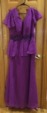 Women’s Size XL Purple Polyester Lace Sleeveless Bridesmaid Party Dress ZP-A136