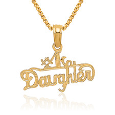 14K Solid Yellow Gold Best Daughter Necklace
