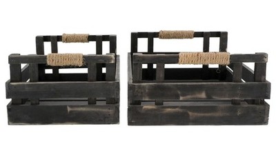 Chic Antique - 2 Kisten Holzkisten Holz Griff Schwarz 41082025