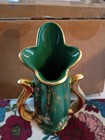Vintage Pearl China Co 22Kt Gold trim Double-handles Green Gold Vase 8 Inches — photo 2