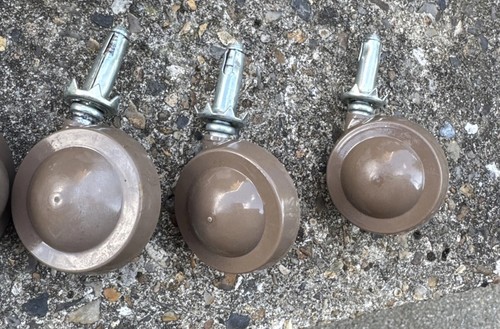6 x Vintage Kenrick Shepherd Metal Ball Castors Peg Socket Fixing Brown 2" Brown - Picture 5 of 6