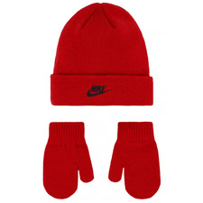Nike Child Futura Red Beanie and Gloves Set for Boys and Girls Size 2/4T 7A29...