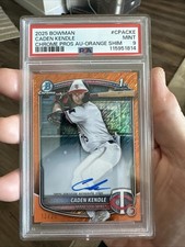 2025 BOWMAN CADEN KENDLE /25 CHROME PROS AUTO ORANGE SHIMMER PSA 9
