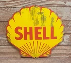 Large Vintage Shell Oil Porcelain Metal Gas Sign Die-cut Clam Logo