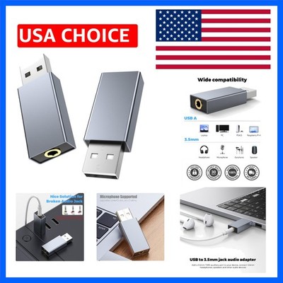 2 Pack USB to 3.5mm Jack Audio Adapter,USB to 3.5mm TRRS Female Headset | Ext...