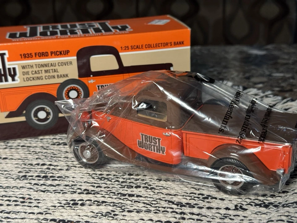 Trust Worthy 1935 Ford Pickup with Tonneau Cover Bank 1/25 Scale Diecast W-Key - Image 4 of 4