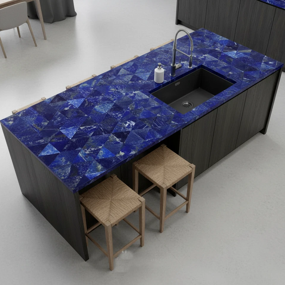 White Agate Modern Kitchen Island Top – Luxury Gemstone Countertop | Handcrafted - Image 3 of 4