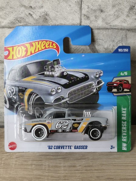 Hot Wheels '62 Corvette Gasser, 2025, Hw Reverse Rake, 182/250, Neu & Ovp-image