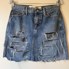 Vintage Y2K GAP Jeans Distressed Denim Mini Skirt 30 Waist Grunge