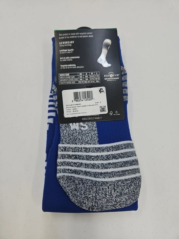 Adidas Nuevo Con Etiquetas Juvenil Pequeño Equipo Velocidad 3 Aeroready Calcetines de Fútbol Azul Real (13C-4Y) Foto 2 de 2