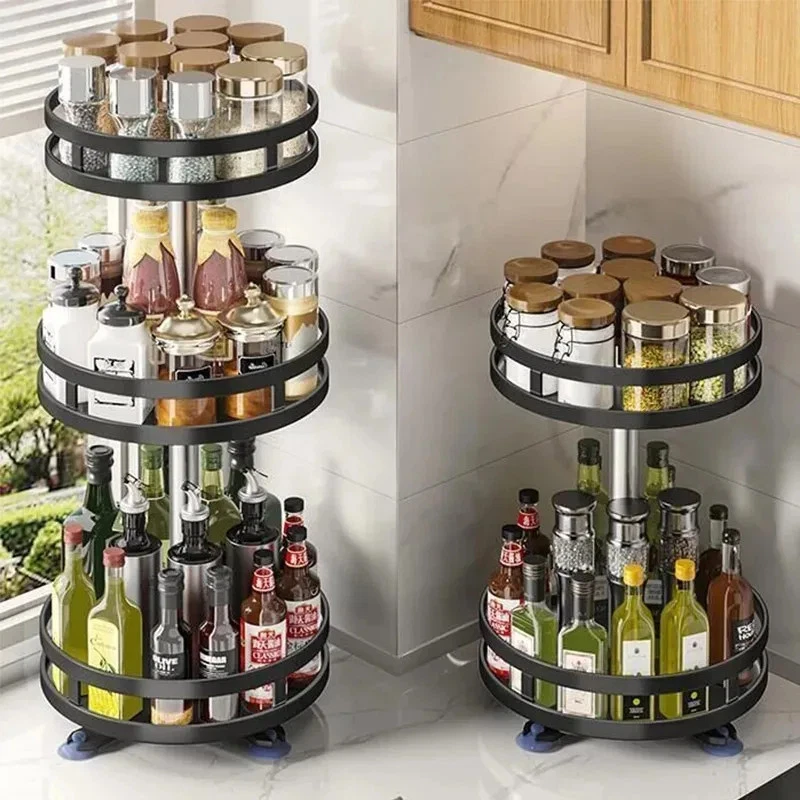 360°Rotation Spice Rack Organizer Jar Cans Non-Skid Storage Tray for Seasonings
Opens in a new windo