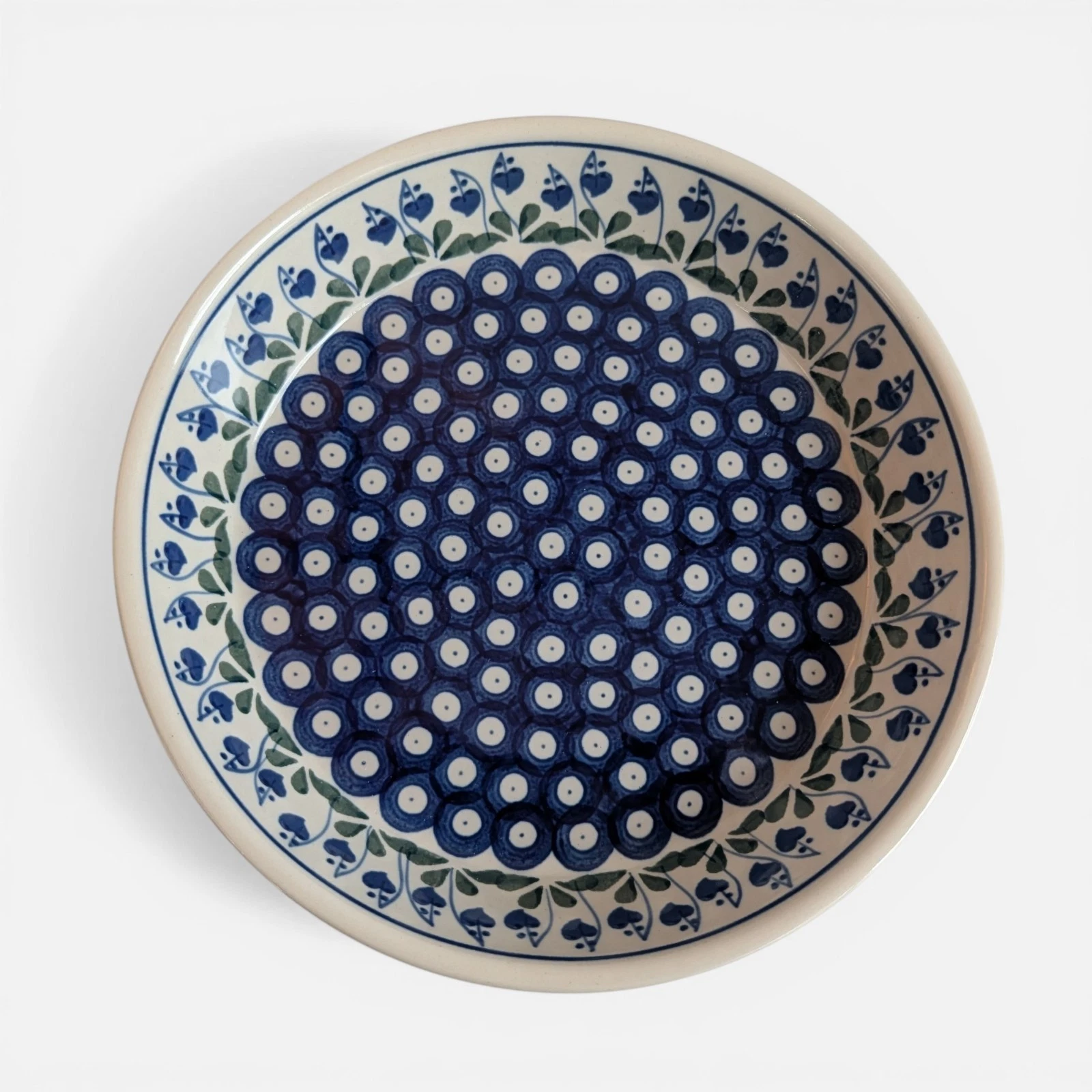 Polish Pottery Pie Plate Ceramika Artystyczna Bleeding Heart Peacock Boleslawiec