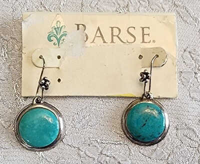 Barse Kunsthandwerk Handarbeit 925 Sterling Silber Cabochon blau Türkis runde Ohrringe