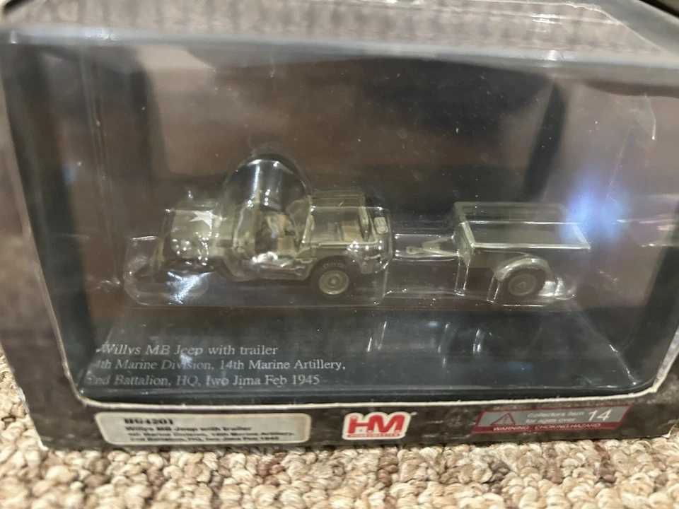 Hobby Master 1:72 Willy's Jeep & Trailer, 4th Div. Iwo Jima Feb 1945 No. HG4201 - Image 3 of 4