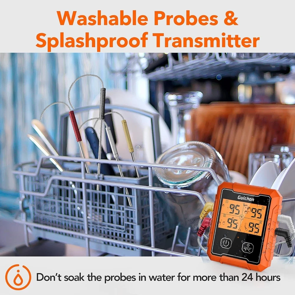 Wireless Meat Thermometer, Digital Meat Thermometer, 4 Probes Food Thermomete...