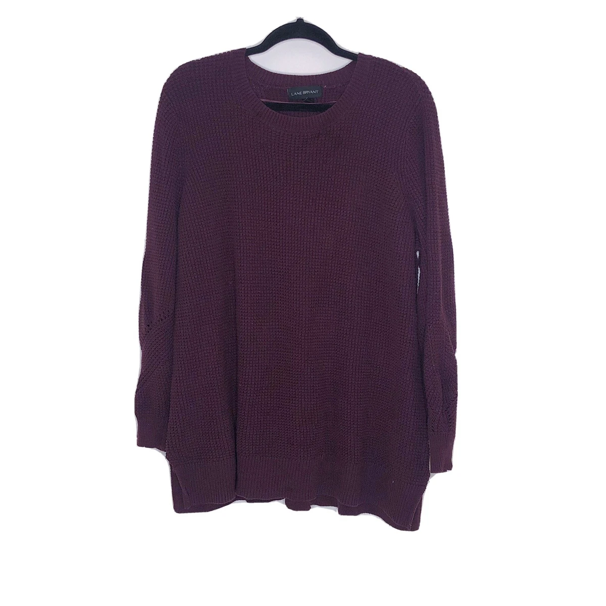 Lane Bryant Sweater Plus Size 22 24 Maroon Tie Back Detail Balloon Sleeve