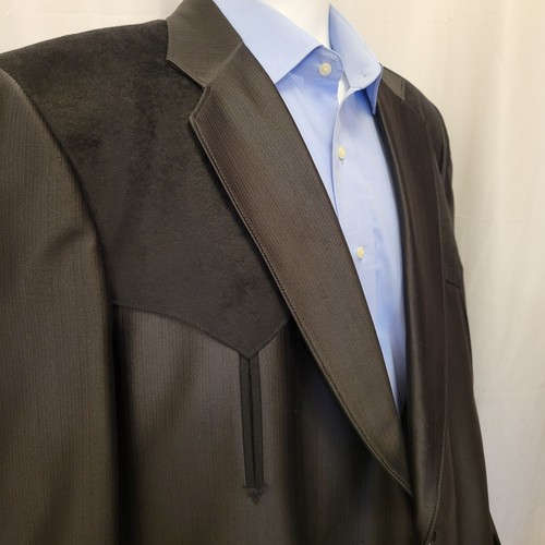 Circle S sport coat mens 52R black 100% polyester Vintage USA jacket blazer - Picture 5 of 16