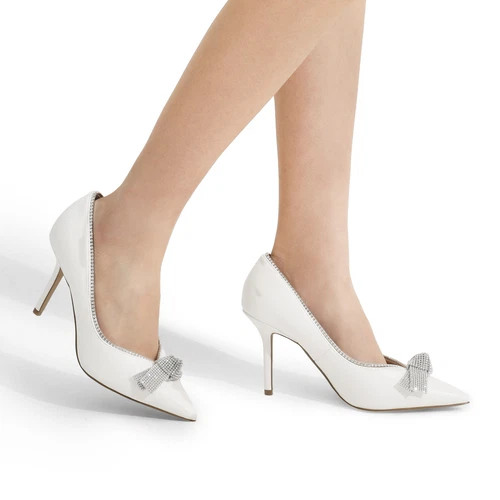 US Women Wedding Dress Pump Shoes High Heel Pointed Toe Slip On Party Pump Shoes - Picture 8 of 16