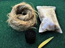 Oakum, cattail fluff, charcloth combo - fire stater, bow drill, flint & steel