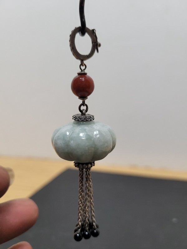 Carved Mutton Fat Jade Lantern Pendant