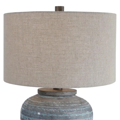 Uttermost Pelia Coastal Ceramic Fabric and Resin Table Lamp in Aqua Blue - Picture 5 of 11
