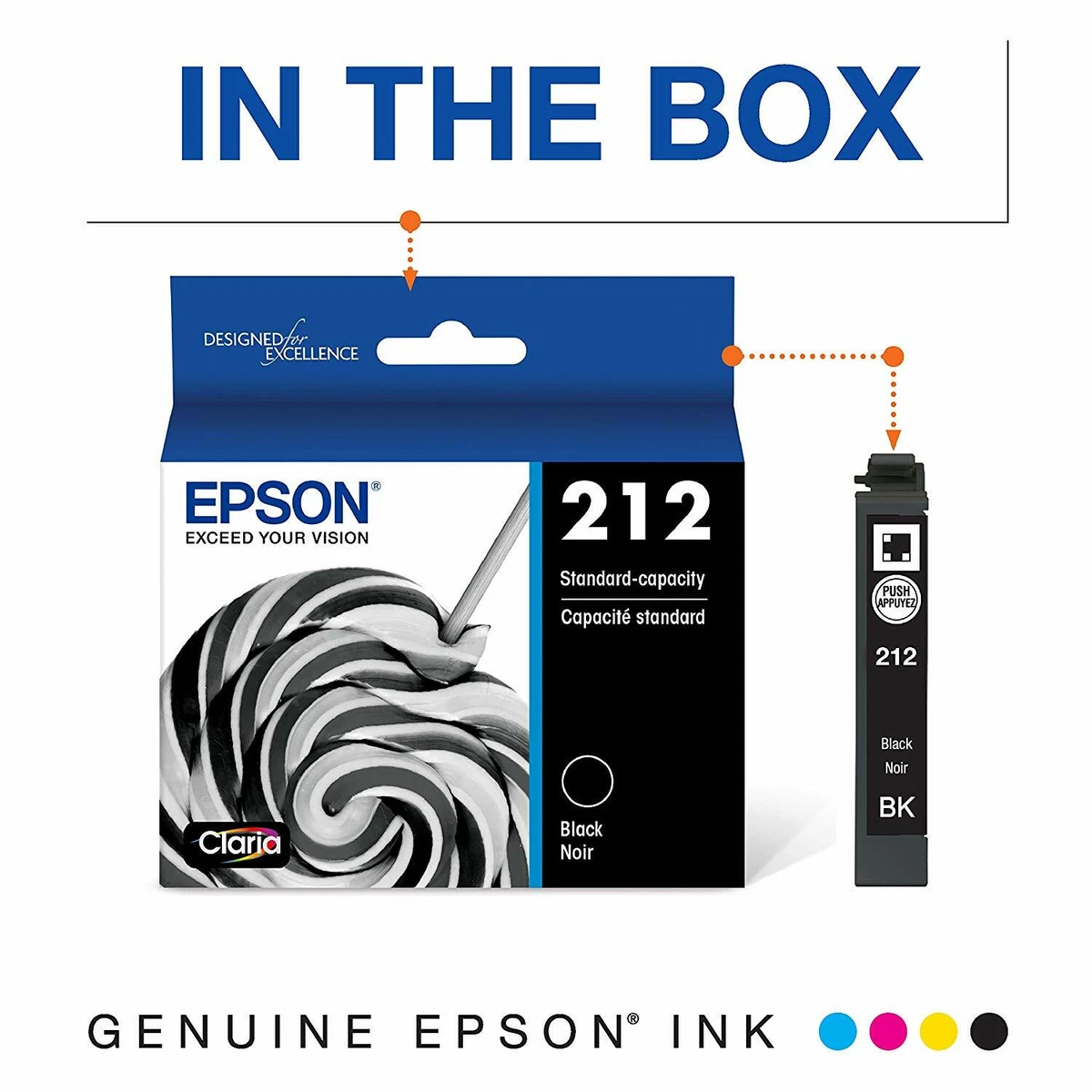 Original Epson 212 Black Ink Cartridge for XP 4100 XP 4105 WF 2830