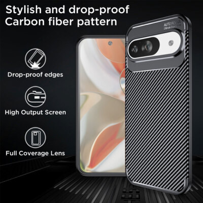 Case Compatible With Google Pixel 9 Pro Fold Carbon Fiber Texture Design Cover Non-Slip Enhanced Grip Anti-Fingerprint Anti-Scratch Shock Absorption Case Made For Google Pixel 9 Pro Fold,Blackblue - View #9