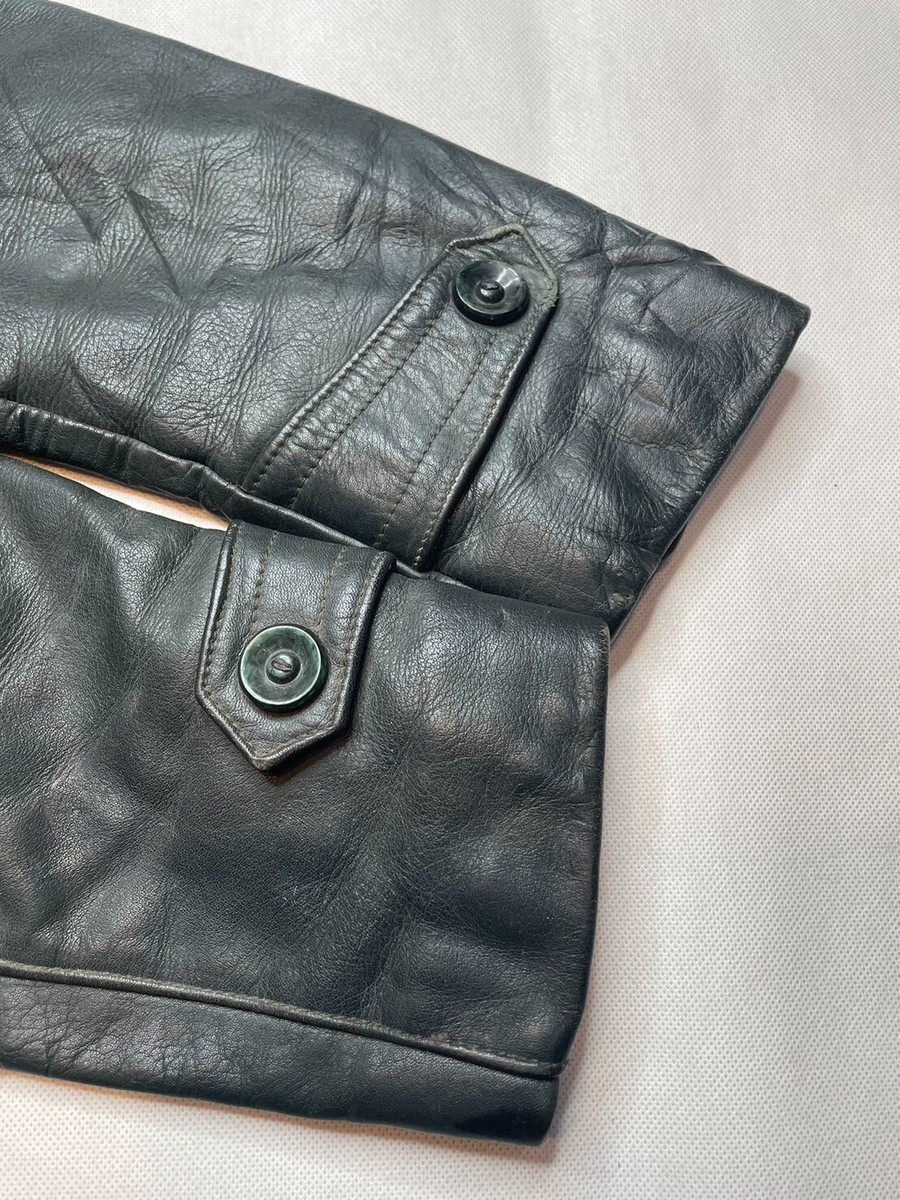 【Euro vintage】50s RUHRジップ Leather-jacket Vintage Woman Leather Biker Motorcycle Ruhr Brass Zip Black Jacket