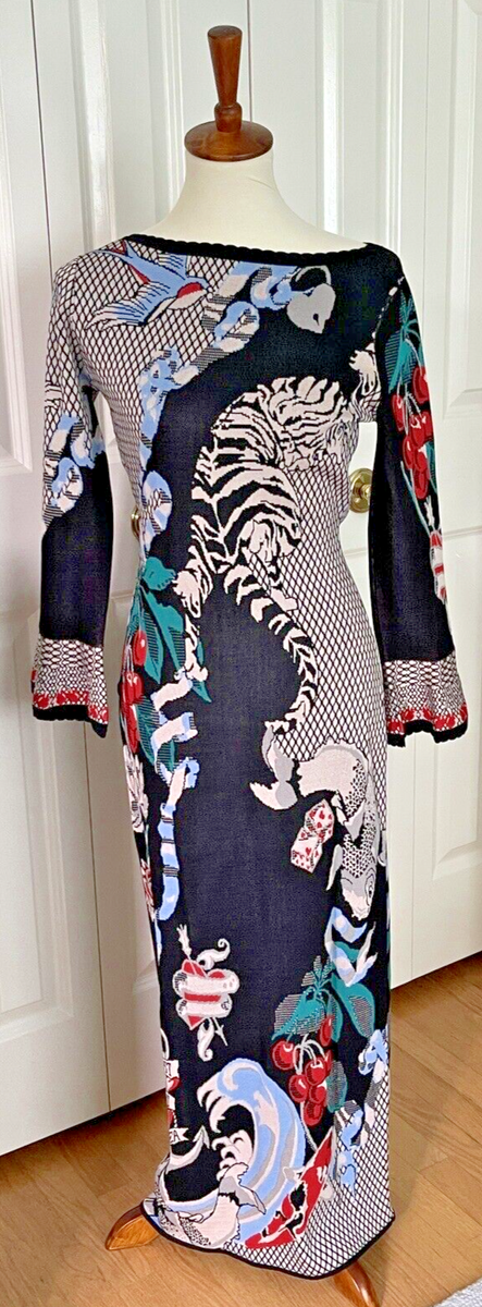 Rare Temperley London Fortune Intarsia Knit Long Sheath Dress Size L
