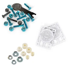 Independent Trucks Skateboard Hardware Blk/Blue + Tool + Risers + Krux Bushings
