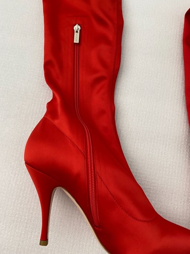 Morobe Red Silk Long Boots Size 40.5 - Picture 8 of 8