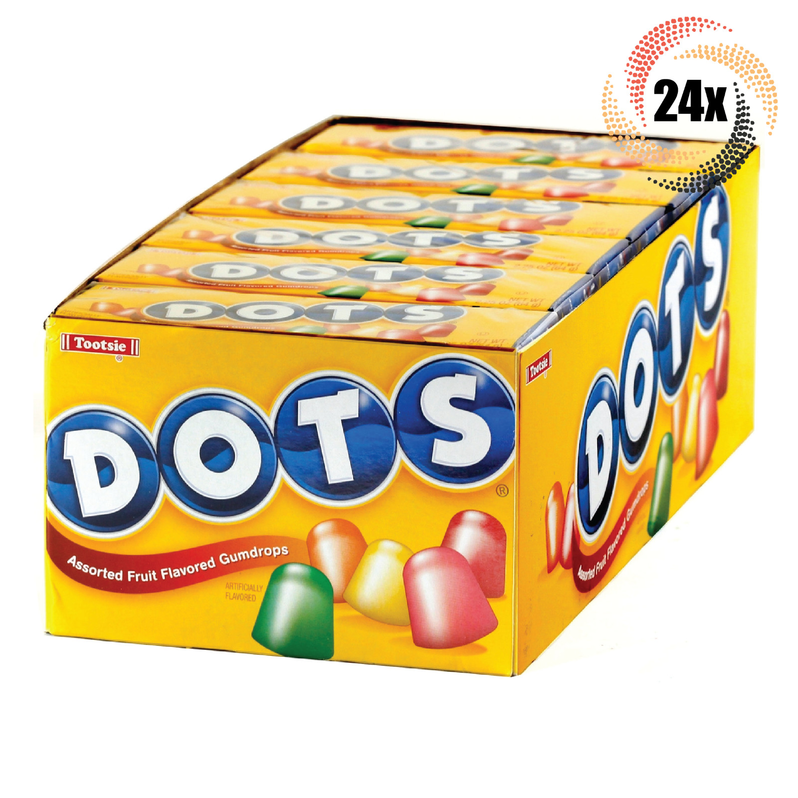 Полная коробка из 24 упаковок оригинальных леденцов Tootsie Dots Assorted Gummy Candy 225 унции 7990₽