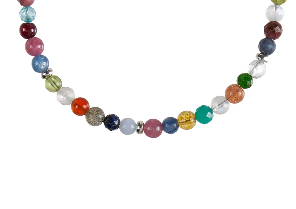 Buntes Mix Edelstein Armband 925 Silber Frühling / Sommer D645 - Bild 3 von 4