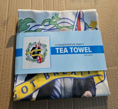 BNWT Got Brexit Done Commenative Tea Towel 2020 Boris Johnson Conservative Party