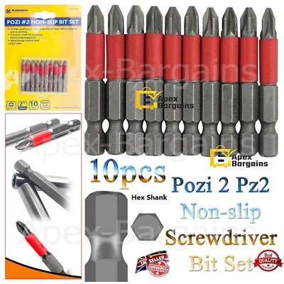 10pcs Pozi 2 Pz2 Non-slip Power Drill Screwdriver 50mm Screw 1/4