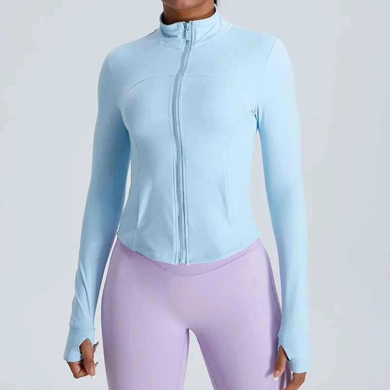 Chaqueta deportiva de manga larga para mujer con cremallera Fitness Yoga Camisa Ropa deportiva Mujer Gimnasio Prenda para el torso Foto 3 de 4