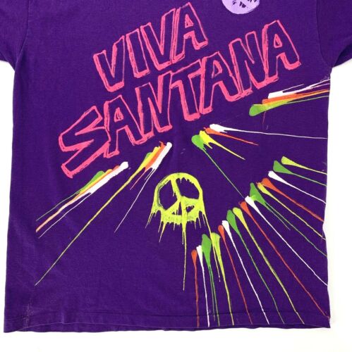 Camiseta Vintage Años 80 90 CARLOS SANTANA Hecha por Abanicos Viva Púrpura Paz XL - Imagen 4 de 9