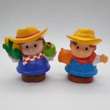 Little People Farmers Set of 2 Girl Boy Straw Hats Mattel Toy