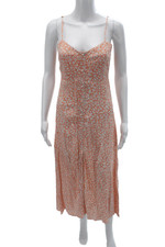 Flynn Skye Women Orange Floral Slip Dress Long Sleeveless Rayon Size S