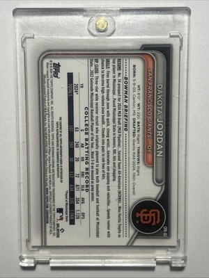 Dakota Jordan 2024 Bowman Draft 1st Bowman Chrome Auto Autograph 
