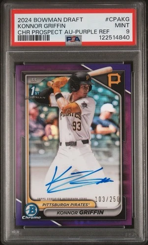 2024 Bowman Draft Konnor Griffin 1st Chrome Auto Purple Refractor 103/250 PSA 9