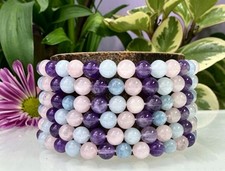 Wholesale 6 Pcs 6mm Mix Natural Crystal Bracelet Healing Energy 7.5"