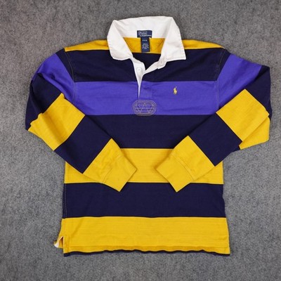 Polo Ralph Lauren Polo Shirt Boys Large 16-18 Navy Yellow Rugby Youth Teen Y2K