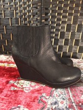 Stivaletto donna nero con zeppa 🖤 taglia UK 5 pelle moda in pelle